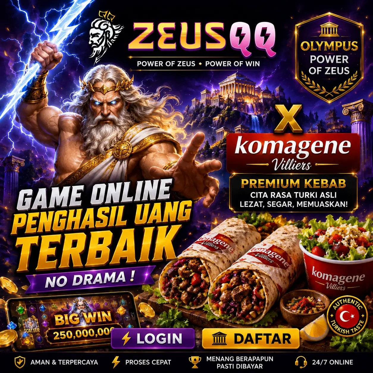 ZEUSQQ X Komagene Villiers # Game Online Penghasil Uang Terbaik No Drama!